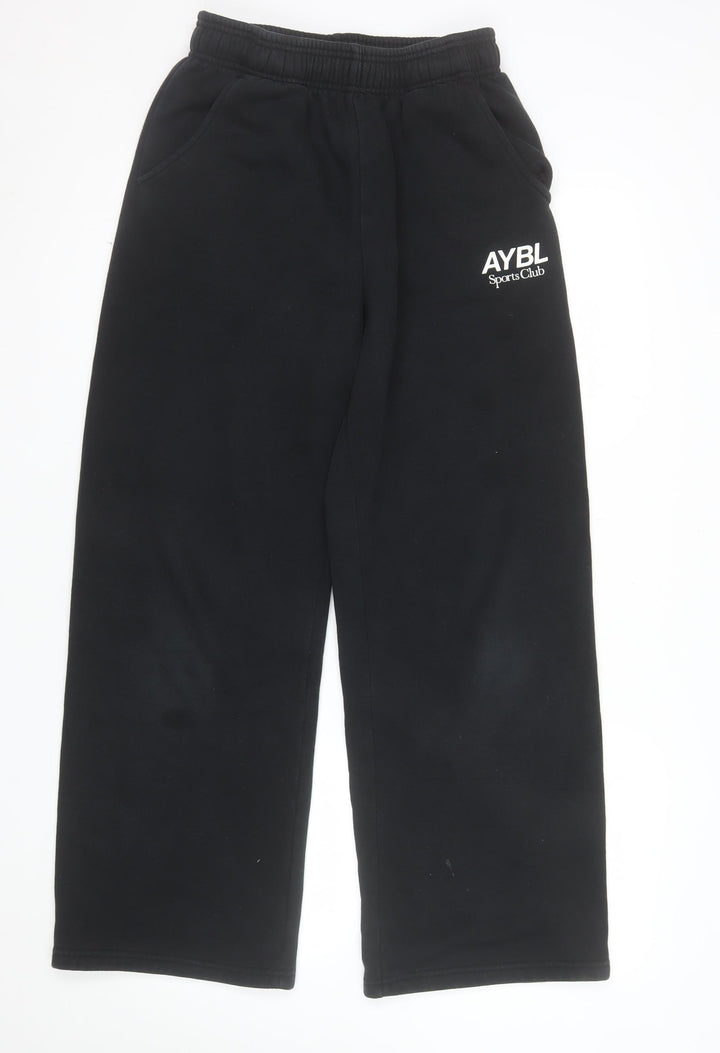 AYBL Women's Black Small Sweatpants Elastic Waist Sports Club