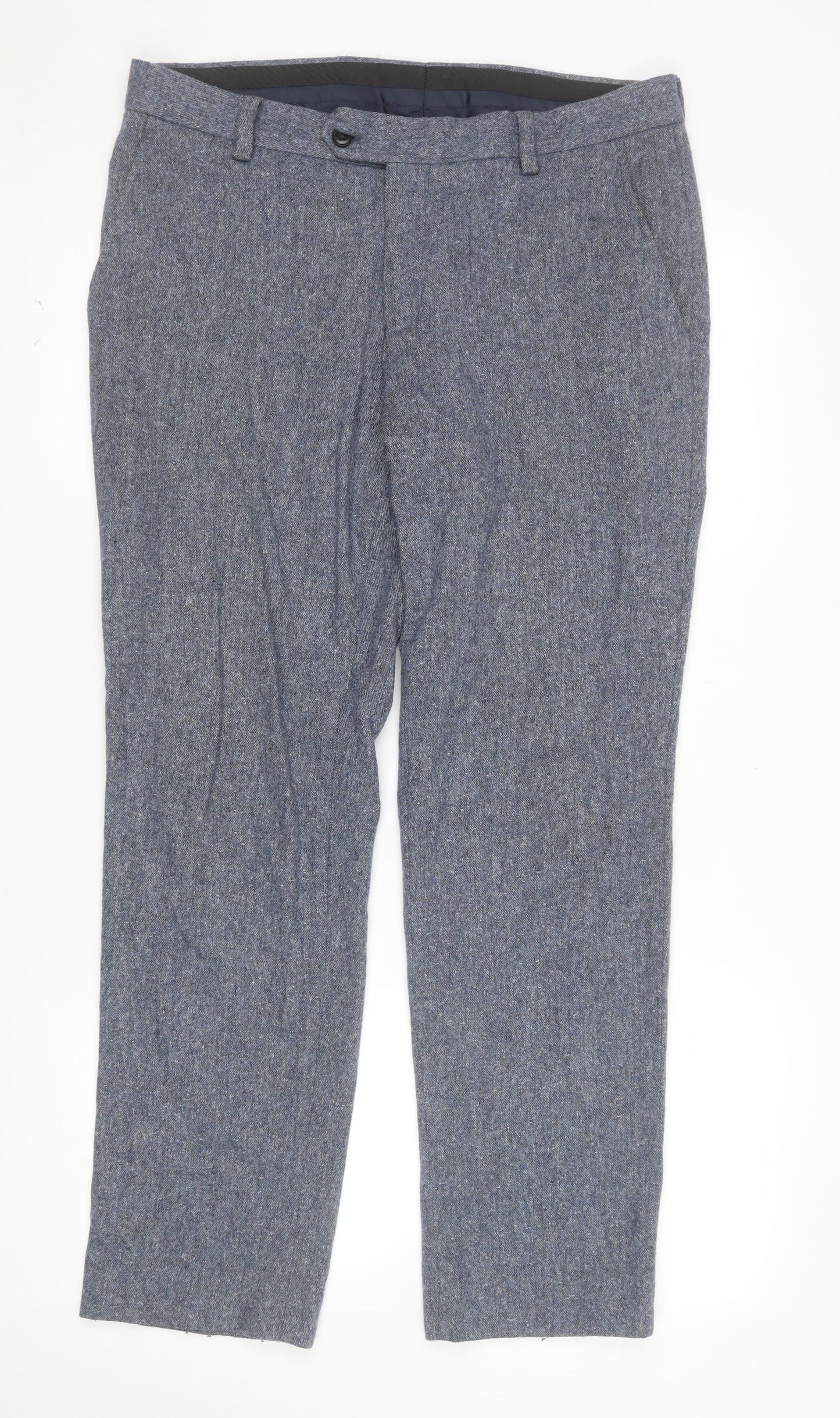 Next Men’s Grey Wool Blend Formal Trousers Size 32 Short