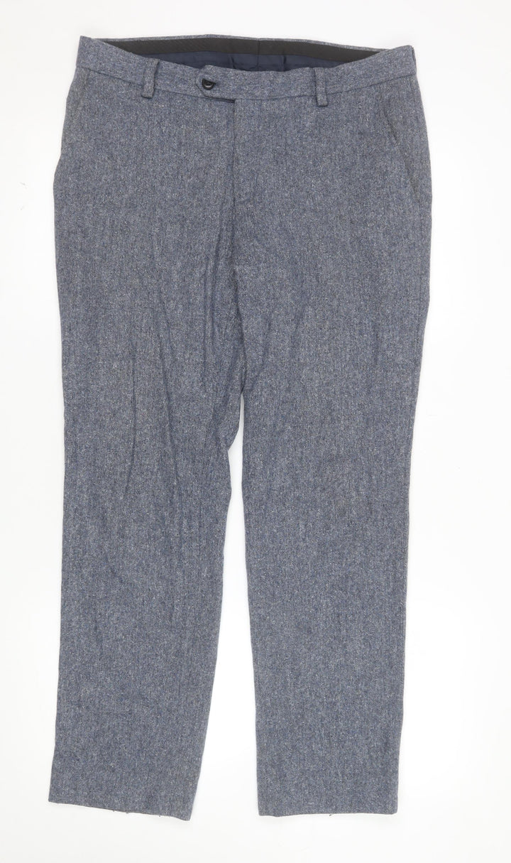 Next Men’s Grey Wool Blend Formal Trousers Size 32 Short