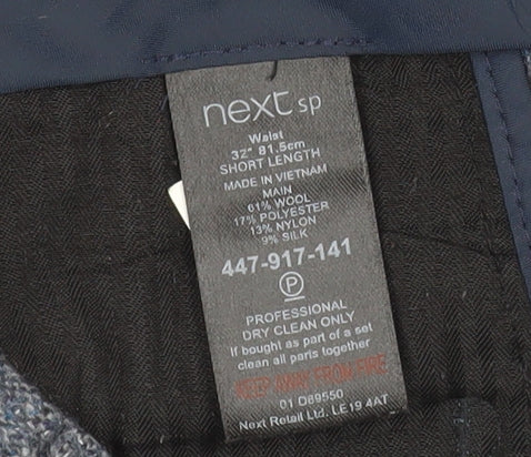 Next Men’s Grey Wool Blend Formal Trousers Size 32 Short
