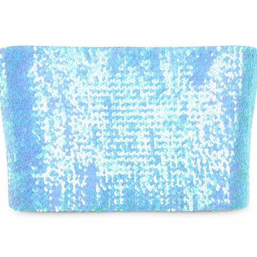 Topshop Women Blue Sequin Strapless Camisole Tank Top M