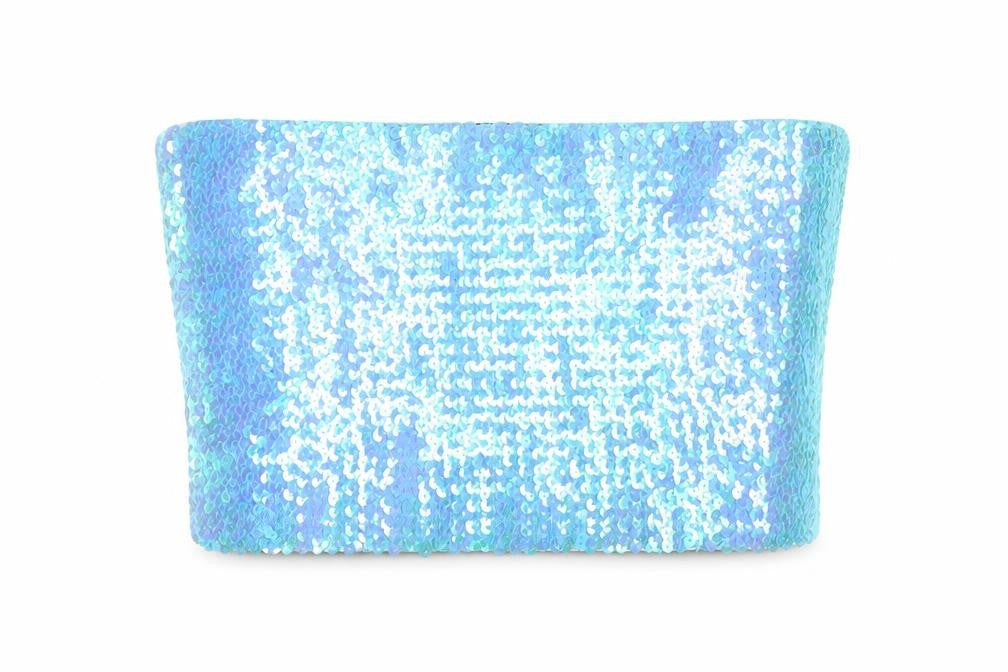 Topshop Women Blue Sequin Strapless Camisole Tank Top M