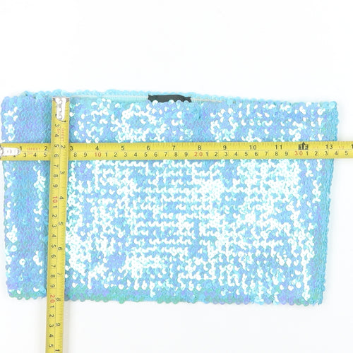 Topshop Women Blue Sequin Strapless Camisole Tank Top M