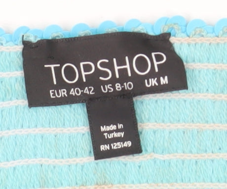 Topshop Women Blue Sequin Strapless Camisole Tank Top M