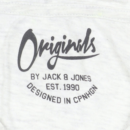 Jack & Jones Originals Men's Grey Large Graphic Print T-Shirt