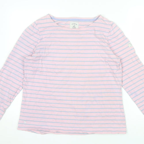 Joules Womens Pink Striped Long Sleeve Cotton Jersey T-Shirt UK14