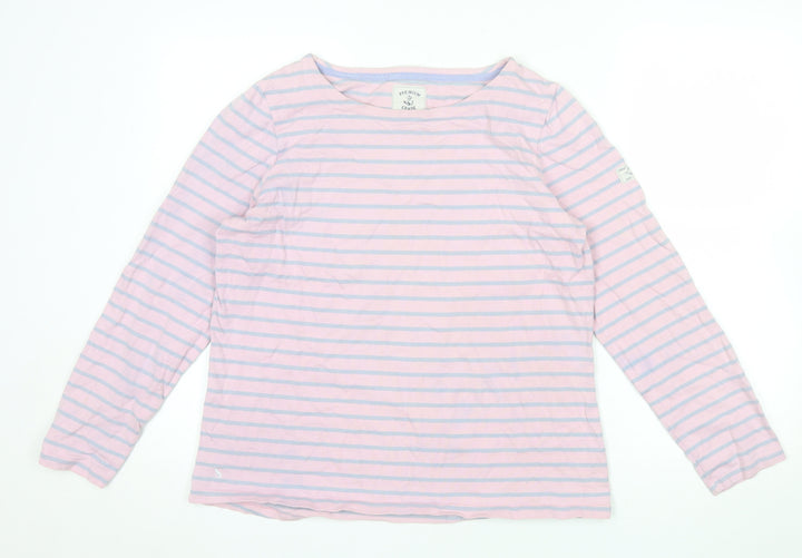 Joules Womens Pink Striped Long Sleeve Cotton Jersey T-Shirt UK14