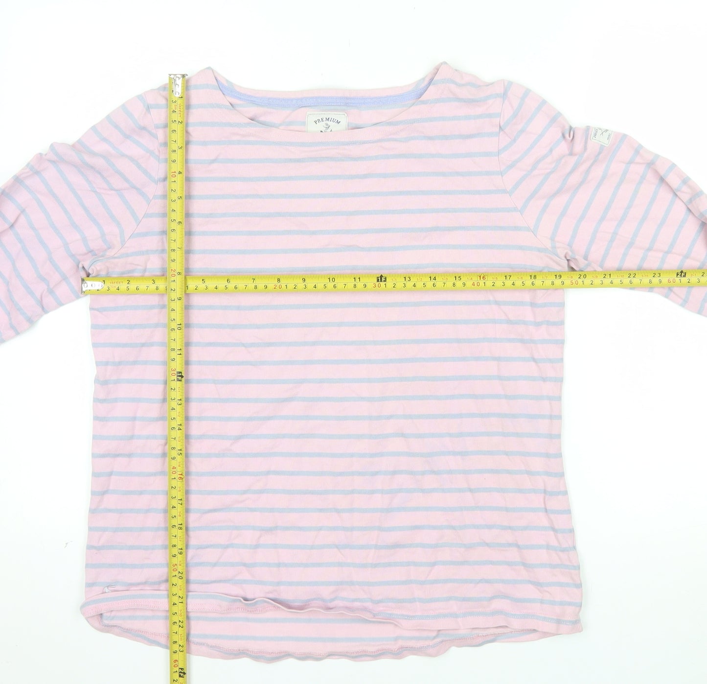 Joules Womens Pink Striped Long Sleeve Cotton Jersey T-Shirt UK14
