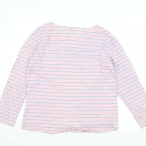 Joules Womens Pink Striped Long Sleeve Cotton Jersey T-Shirt UK14