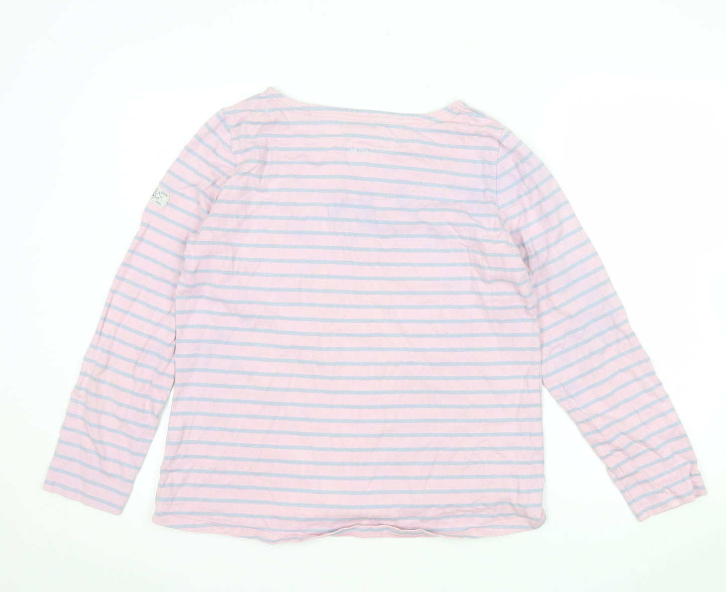 Joules Womens Pink Striped Long Sleeve Cotton Jersey T-Shirt UK14