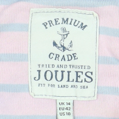 Joules Womens Pink Striped Long Sleeve Cotton Jersey T-Shirt UK14