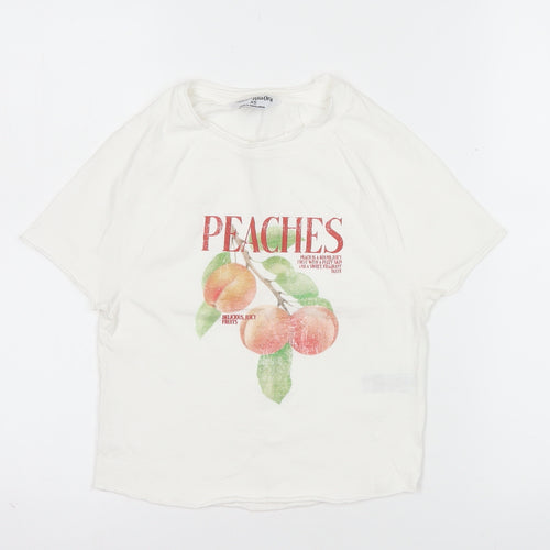 Primark Women’s White XS Graphic Peaches Cotton T-Shirt