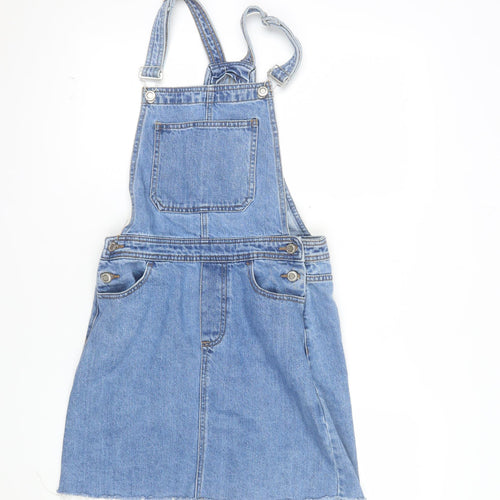 Denim Co. Women Blue Size 6 Pinafore Denim Short Dress