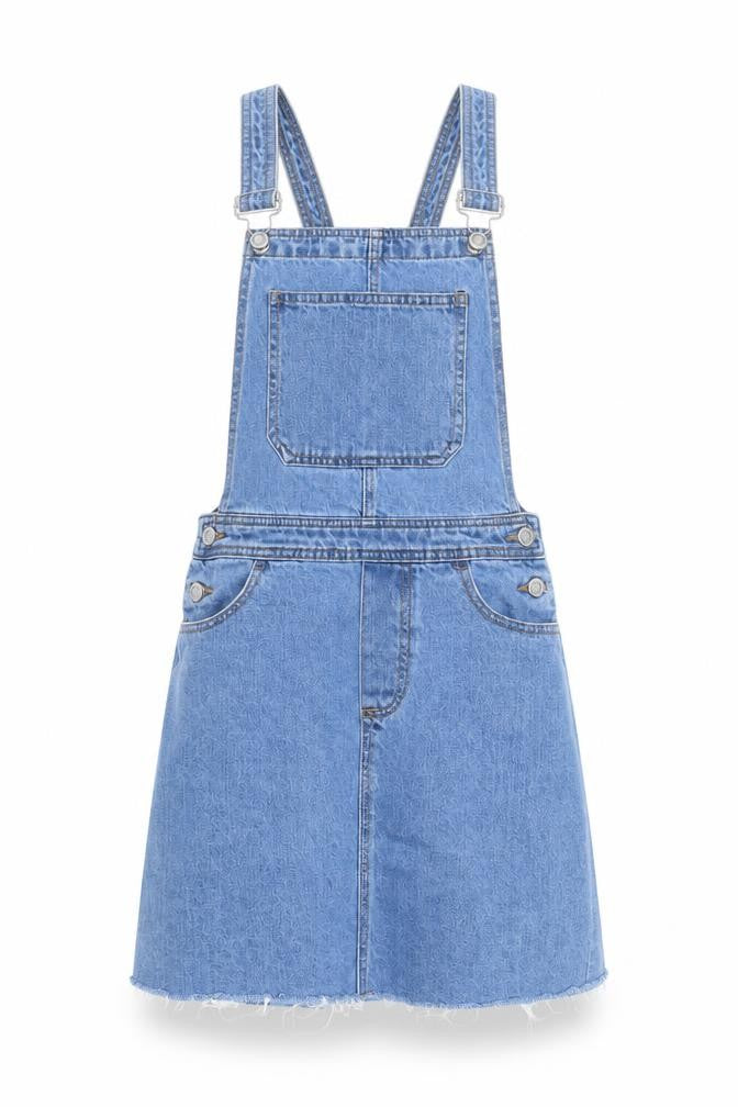 Denim Co. Women Blue Size 6 Pinafore Denim Short Dress