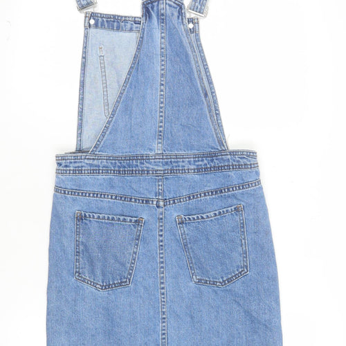 Denim Co. Women Blue Size 6 Pinafore Denim Short Dress