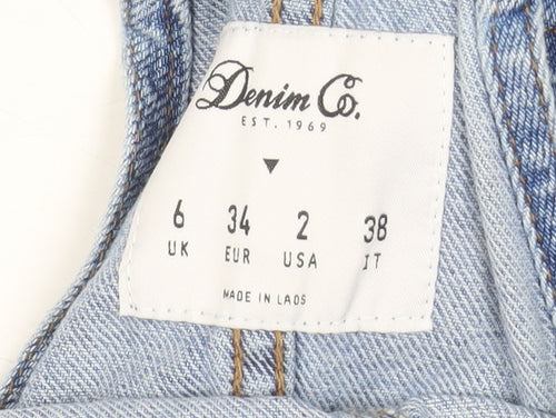 Denim Co. Women Blue Size 6 Pinafore Denim Short Dress