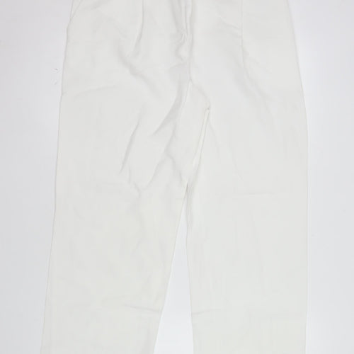 Marks and Spencer Women’s White Linen Blend Straight Leg Trousers Size 14