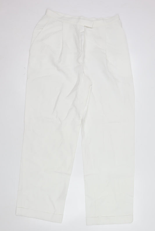 Marks and Spencer Women’s White Linen Blend Straight Leg Trousers Size 14