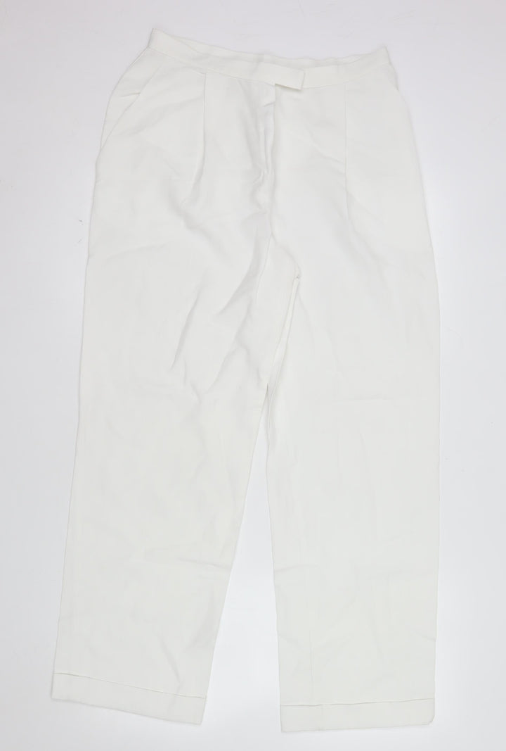 Marks and Spencer Women’s White Linen Blend Straight Leg Trousers Size 14