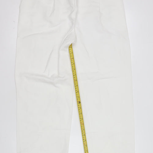 Marks and Spencer Women’s White Linen Blend Straight Leg Trousers Size 14