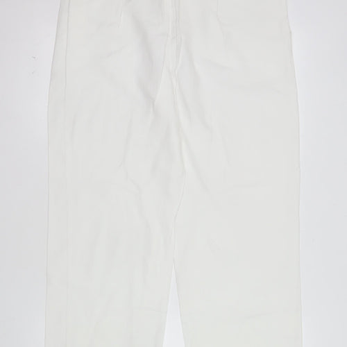 Marks and Spencer Women’s White Linen Blend Straight Leg Trousers Size 14