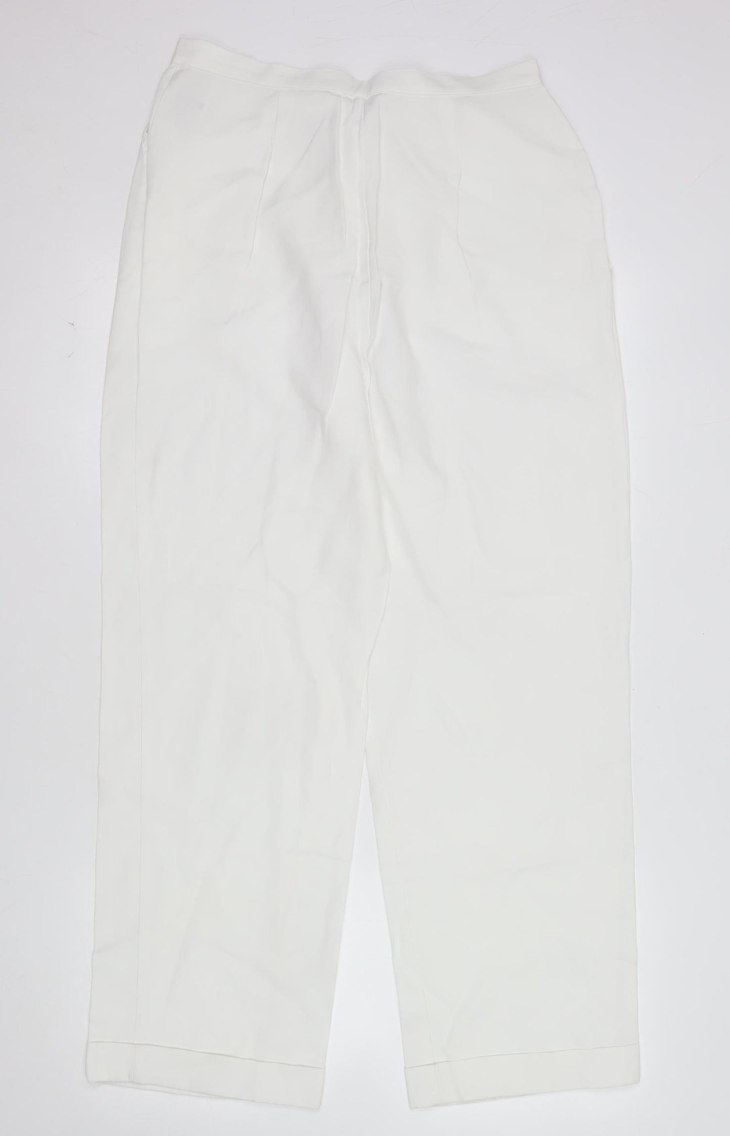 Marks and Spencer Women’s White Linen Blend Straight Leg Trousers Size 14
