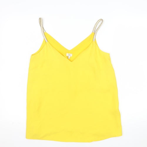 River Island Women’s Yellow V-Neck Camisole Tank Top Size 8