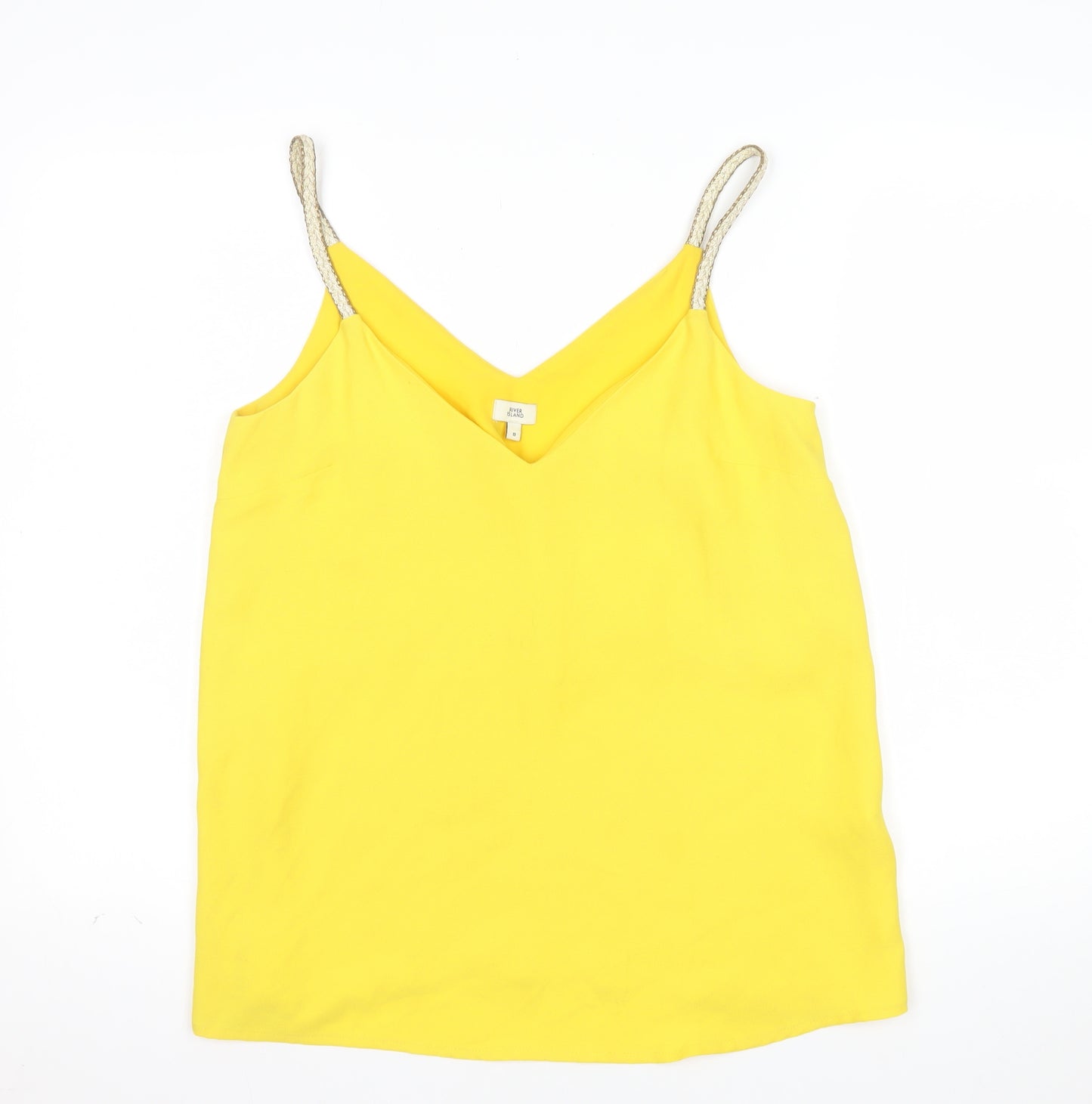 River Island Women’s Yellow V-Neck Camisole Tank Top Size 8