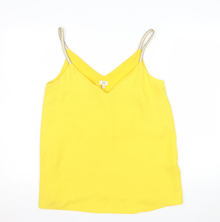 River Island Women’s Yellow V-Neck Camisole Tank Top Size 8