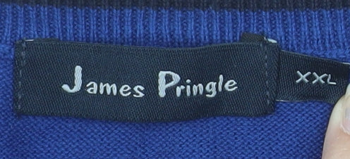 James Pringle Men's Blue Argyle Cotton Sleeveless Vest Jumper 2XL