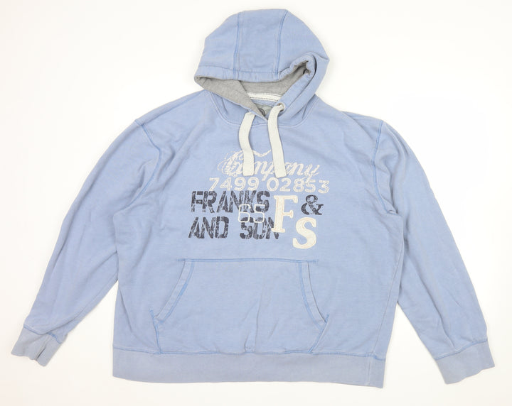 Peacocks Mens Blue 2XL Pullover Hoodie Graphic Print Cotton Blend