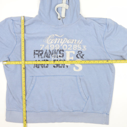 Peacocks Mens Blue 2XL Pullover Hoodie Graphic Print Cotton Blend
