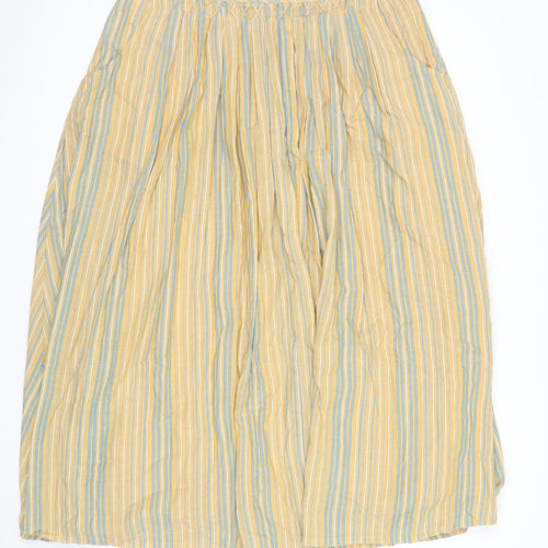 Poetry Womens Yellow Striped A-Line Midi Skirt Size 12 Cotton