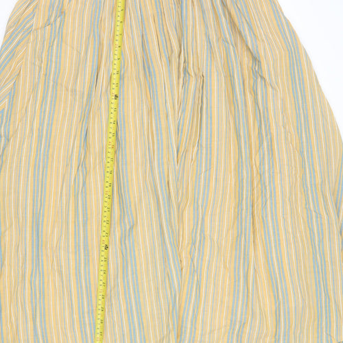 Poetry Womens Yellow Striped A-Line Midi Skirt Size 12 Cotton
