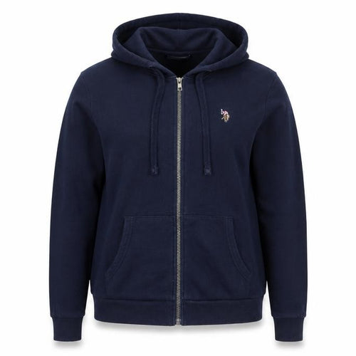 U.S. Polo Assn Women Navy Blue Full Zip Hoodie Size L Cotton Blend