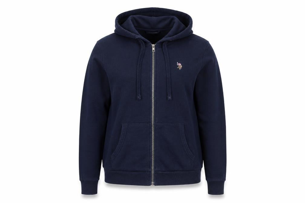 U.S. Polo Assn Women Navy Blue Full Zip Hoodie Size L Cotton Blend