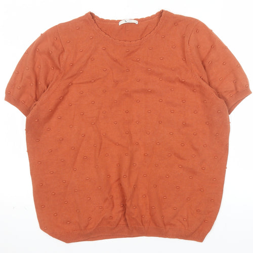 Tu Women Brown Short Sleeve Cotton Knit T-Shirt Size 16