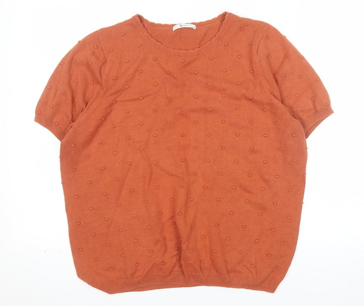 Tu Women Brown Short Sleeve Cotton Knit T-Shirt Size 16