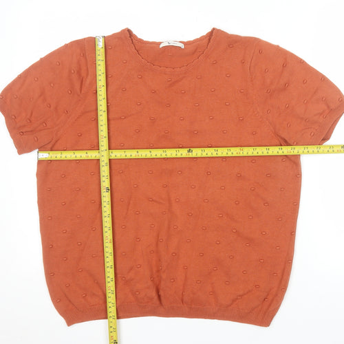 Tu Women Brown Short Sleeve Cotton Knit T-Shirt Size 16