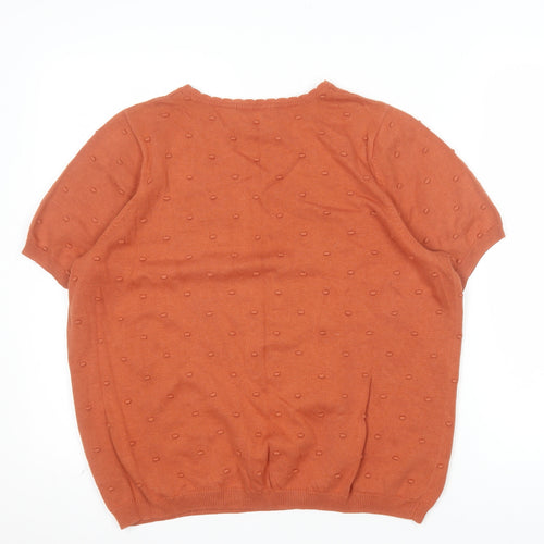 Tu Women Brown Short Sleeve Cotton Knit T-Shirt Size 16