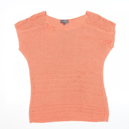 Marks and Spencer Per Una Orange Cotton Blend Crochet Tunic Top Size 12