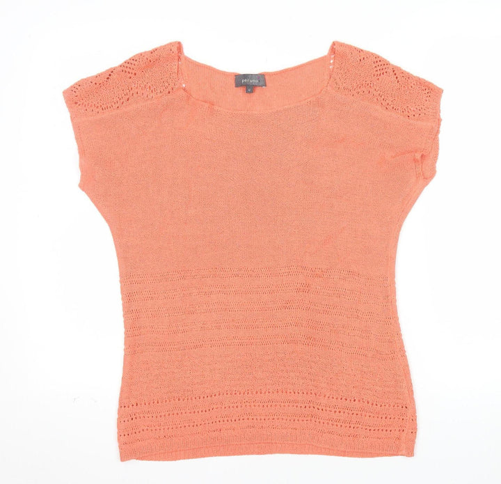 Marks and Spencer Per Una Orange Cotton Blend Crochet Tunic Top Size 12