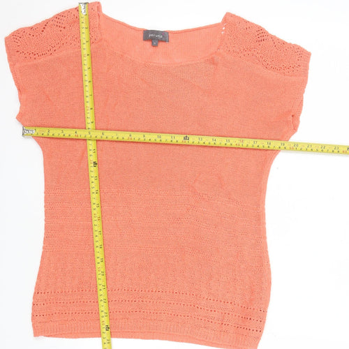 Marks and Spencer Per Una Orange Cotton Blend Crochet Tunic Top Size 12
