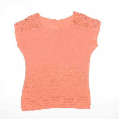 Marks and Spencer Per Una Orange Cotton Blend Crochet Tunic Top Size 12