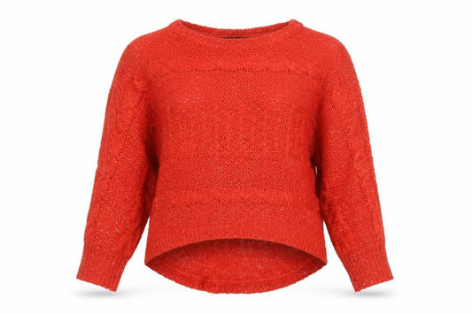 Front view of Select Women Red Acrylic Polyester Open-Knit Jumper UK 12