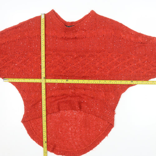 Select Women Red Acrylic Polyester Open-Knit Jumper UK 12