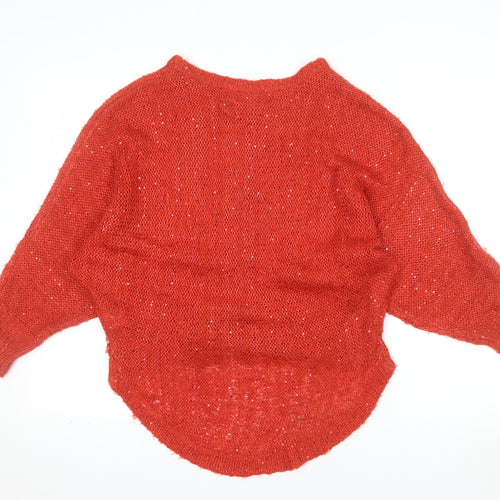 Select Women Red Acrylic Polyester Open-Knit Jumper UK 12