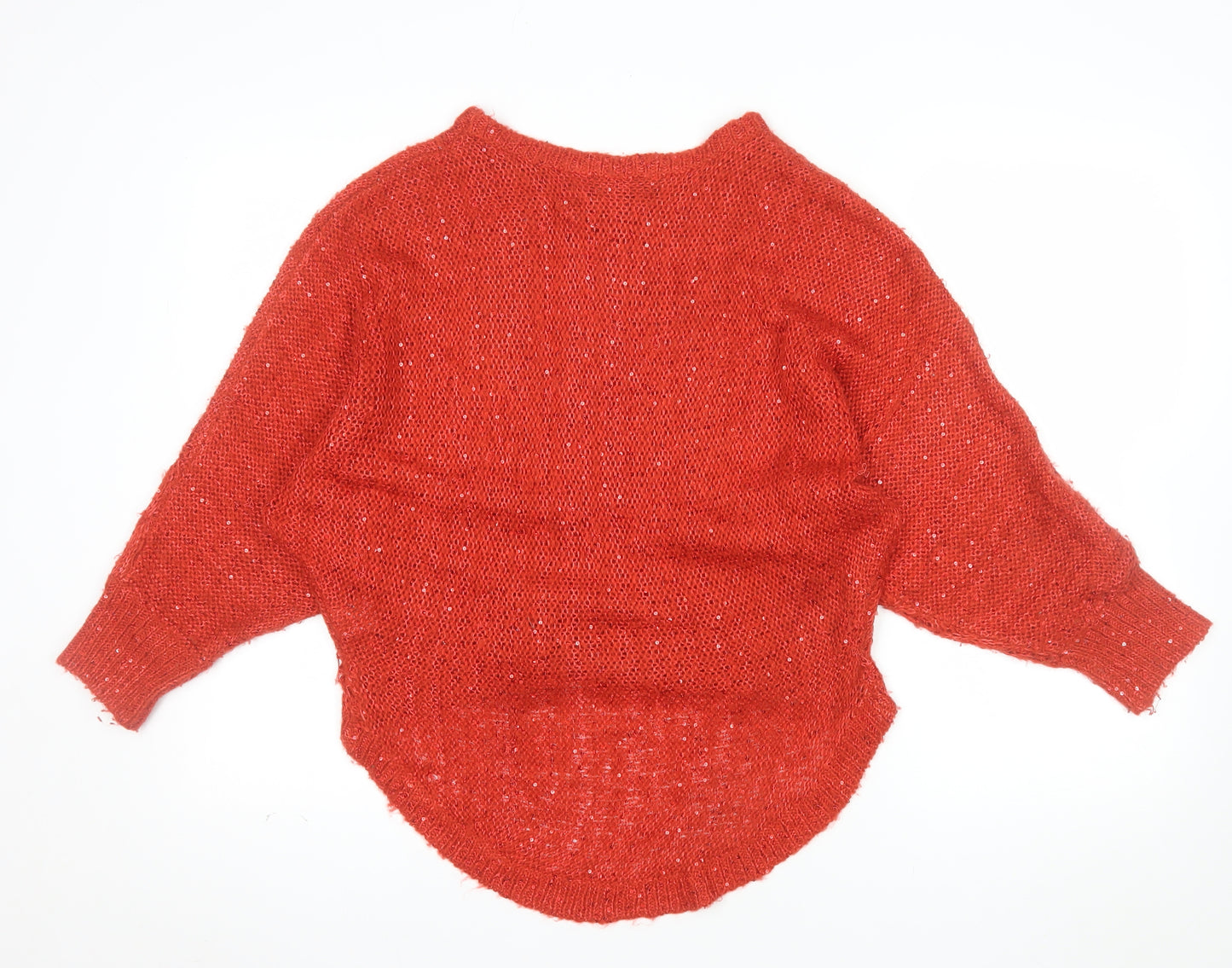 Select Women Red Acrylic Polyester Open-Knit Jumper UK 12