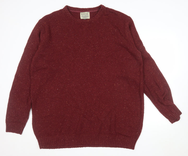 Kayak Mens Red 2XL Big & Tall Crew Neck Wool Jumper