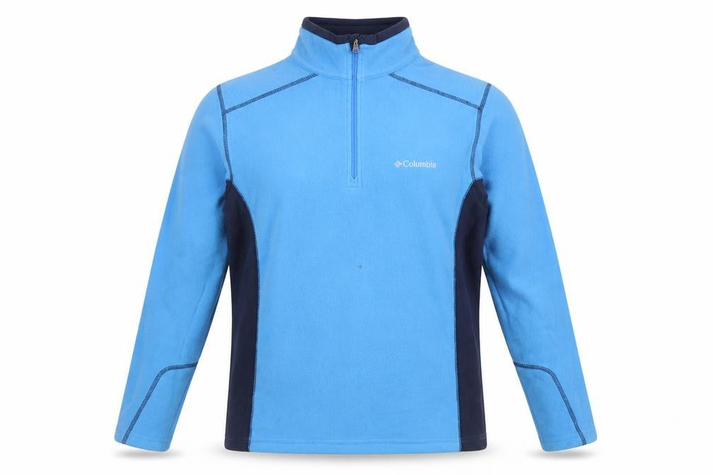 Front view of Columbia Men Blue Fleece 1/4 Zip Pullover Sweatshirt M